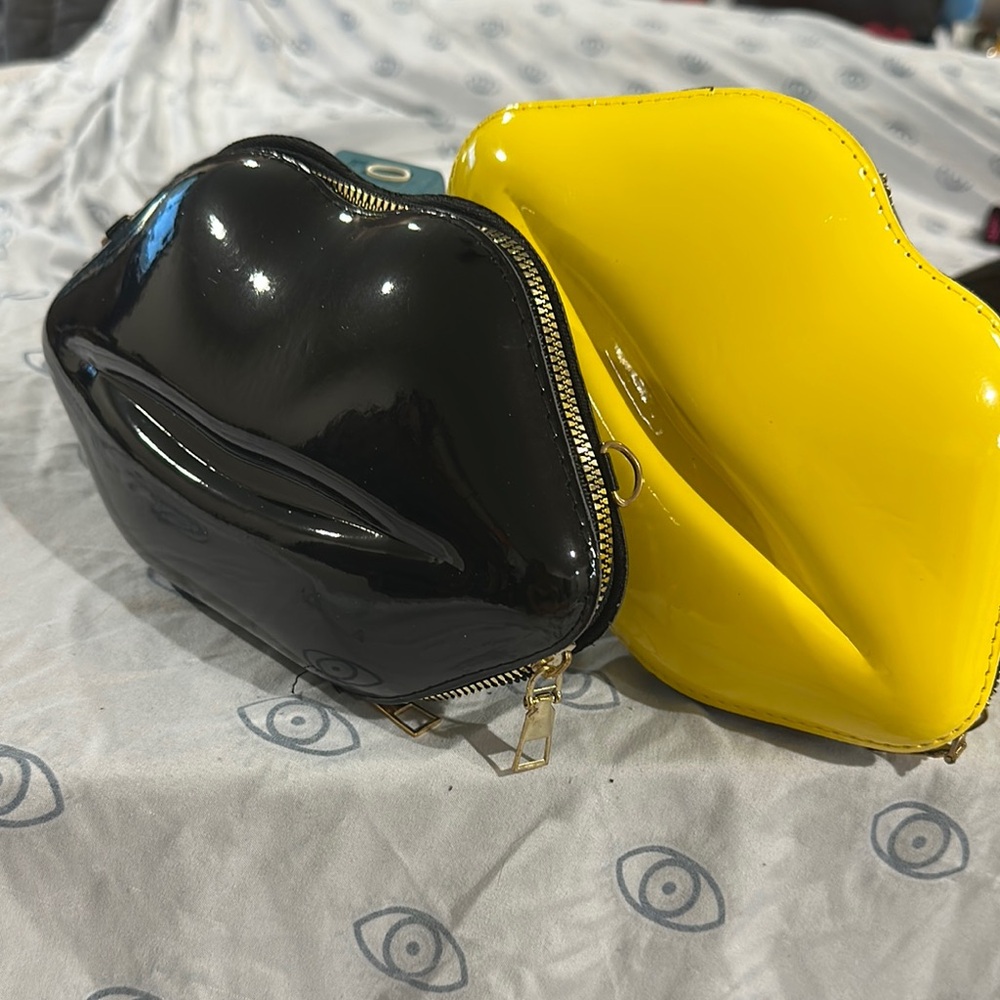 Glossy Black and Matte Yellow Clutch Wristlet